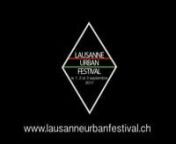 This year we are back in the game under the name of Lausanne Uu001fu001burban Festival.n This event will be at the Bowl Vidy Lausanne (Av. Pierre-de-Coubertin 1007 Lausanne) the 1st, 2nd and 3rd of september 2017.nnScheduled:nHalfpipe competitionnRollerblading Street competitionnHalfpipe shownBattle MCnTest Drift TrikennSlackline, Trial, Monocycle, Freerunning, Dance Hip Hop, Break Dance, and Climbing demonstrations andinitiations!nAnd Water Slide!nWe’re looking forwards to see you all!nThe