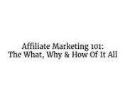 If you&#39;re interested in Affiliate Marketing then this video will give you a good overview of what it is, why you should consider doing it and how you can be successful at it.nnI breakdown the definition of Affiliate Marketing to help you understand what it is, cover off a number of benefits that are available to you as an affiliate marketer as well as touching on some tips for making the most of it as a business model.