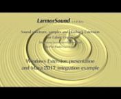 Extension for Fabric Engine by Pier Paolo CiarravanonSound spectrum, samples and playback for Fabric Enginenhttp://www.larmor.com/larmorsoundnhttps://github.com/ppciarravano/larmorsoundnnFeatures:n* Extracts audio from all media file types: wav, mp3, mp4, mkv, mts, etc.n* Extracts all audio channels: mono, stereo, 5.1, etc.n* Spectrum output in time per each channeln* Audio energy in time per each channeln* Numeric samples output per channeln* Fabric Canvas, Maya and KL demo samples providedn* W