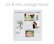 Create an elegant and fun collage from your special day with Pearhead’s wedding memories collage frame. This white, wooden shadowbox frame includes 3 strung white ribbons, 10 silver metal clips to easily hang your pictures or other memorable items, 2 sawtooth hangers to hang frame on the wall, and a silver foil printed card to fill in and personalize with your wedding date. Wedding card includes adorable saying “from first kisses to MrPhoto sizes can vary.