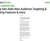 https://www.morningdough.com/?ref=ytchannelnGet the daily newsletter in your inbox:nnRead the full newsletter here:nhttps://www.morningdough.com/stories/google-ads-adds-audience-targeting-reporting-features/nnMorning Dough (3/06/2022) - Google Ads Adds New Audience Targeting &amp; Reporting FeaturesnnGood morning!nnIn today’s edition:nn� Google AdSense Updates Search Style Ad Extensions.n� DuckDuckGo’s Search Deal Prevents Browser from Blocking Microsoft Trackers.n� Google Ads Adds New