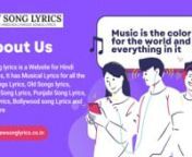 New Song lyrics is a Website for Hindi song lyrics, It has Musical Lyrics for all the latest Songs Lyrics, Old Songs lyrics, Classical Song Lyrics, Punjabi Song Lyrics, Ghazal Lyrics, Bollywood song Lyrics and much more. The best of India&#39;s language Music Resources: https://www.newsonglyrics.co.in/.