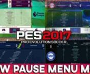 DOWNLOAD LINK: nnhttps://www.gamingwithtr.com/pes-2017-new-pause-menu-mod/nnCredits: Afandix &#124; JDPROUZnnFeatures: New updated Pause Menu Mod 2022 &#124; Mod converted from PES 2022 &#124; Fixed all bugs and game crashes &#124; Removed big platenamesnnCOMPATIBLE WITH ALL PATCHESnnJDPROUZ YT: https://youtu.be/Z_nSVPB_HTknnPES 2017 DPFILELIST GENERATOR: https://youtu.be/E_m4y9W4rRknnSMOKE PATCH V4 (PATCH 21-22): https://youtu.be/WjHe9HRCf9EnnOFFICIAL WEBSITE: https://www.gamingwithtr.comnOFFICIAL PERSONAL PAGE: h