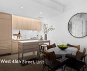 View the listing here: https://www.compass.com/listing/998552967878382817/viewnnImmediate Occupancy.nnA light-filled residential oasis, located at 500 West 45th Street, surrounded by the best of Manhattan’s New West Side.nnResidence 707 is a north-facing one- bedroom layout with floor-to-ceiling, double-glazed windows overlooking quiet West 45th Street. This apartment exudes exceptional attention to detail with elevated finishes and superior design. The thoughtfully designed layout features an