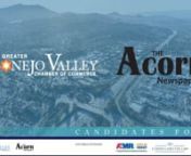 The Greater Conejo Valley Chamber of Commerce and the Acorn Newspapers are collaborating to host the 2022 Candidates Forum for select races appearing on the June 7, 2022 ballot. Moderated by Kyle Jorrey, Editor of the Thousand Oaks Acorn and John Loesing, Managing Editor of The Acorn Newspaper. The forum will be held at the Lundring Events Center at California Lutheran University on Wednesday, May 11, 2022 from 6:00-8:00 p.m. n nThe Candidates Forum will cover two high-profile local races:Vent