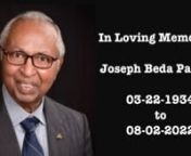 Live Streaming in Loving Memory of Joseph Beda Parmar at 10:30 am EST (8:00 pm IST) on Friday, Aug. 5th, 2022 at St. James R. C. Church 365 Woodbridge, NJ 07095.nnJOSEPH&#39;S OBITUARYnJoseph Beda Parmar passed away peacefully in the early morning on Tuesday, August 2, 2022 at his home in Woodbridge, New Jersey. He was 88 years old.nnHe was born in Karamsad, Gujarat, India on March 22, 1934 to the late Beda Devaji Parmar and Agnes Beda Parmar. While concluding his studies, he joined the workforce as