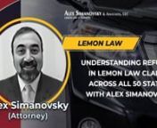autolemonlaws.com/nnAlex Simanovskysome states only consider mileage up to the first repair attempt, while others deduct for all mileage accumulated.nnFor More Information About Lemon Law, Please Visit:nen.wikipedia.org/wiki/Lemon_lawnnRealted Videos:nnnhttps://vimeo.com/speakeasymarketing/review/886751463/0f4d39378fnnhttps://vimeo.com/speakeasymarketing/review/886751529/42a2755077nnhttps://vimeo.com/speakeasymarketing/review/886751546/4f489acd95