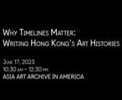 Why do we need timelines? For a young but complex field such as Hong Kong Art History, are traditional methods of writing art history still relevant? How does visualizing history through timelines help us see the things that fall outside the usual narrative of Hong Kong art? In this session, participants of “HK Art Workshop” from The University of Hong Kong in collaboration with Asia Art Archive, shared their “time capsule research” and experiences on researching HK art history and
