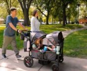 Elevate your family outings with the VoyaTM Quad Stroller Wagon. This all-in-one family vehicle passes both the stroller and toy safety standards, and is the easiest 4-kid stroller wagon to steer and fold. Comfortably carry up to four kids with built-in padded seats, spacious footwell, removable snack tray, internal storage pockets, and 5-point safety harnesses. The low, rigid side walls allow for easy in and out while keeping kids safe and secure. There’s space for everything with the parent