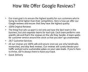Buy Google ReviewsnAlmost 95% of shoppers and 93% of local customers see online reviews before determining if a business is good or bad. Google reviews have no alternative for increasing a brands reputation. They don’t just get you more trustworthiness, but also a better feedback loop. However, not all your customers take the time to review your business and get you the juice you need.