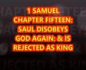 Sual disobeys God&#39;s Commandments a second time &amp; God rejects Him as King of Israel, removing the Kingdom from Him and giving it to someone else.nSamuel kills the King of Agag, (which was the task that Saul should have done)!