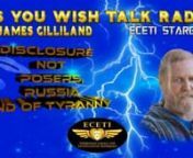 As You Wish Talk Radio &amp; ECETISTARGATE�Tvnwith James GillilandnAYW 2023 Seasonn�n�Q&amp;AnAbout� JamesnJames Gilliland is a best-selling author, internationally known lecturer, minister, counselor, multiple Near Death Experiencer and contactee. James is recognized world-wide as the founder of the Gilliland Estate/Lahar Foundation SSM, previously referred to and commonly known as the ECETI Ranch (Enlightened Contact with Extra Terrestrial Intelligence) where he documents and shares am