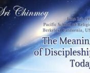 source: https://www.srichinmoy-reflections.com/meaning-of-discipleship-recording nnIn June of 1979, Sri Chinmoy gave a series of lectures and public meditations in California and Arizona. On June 1 he delivered a lecture at the Pacific School of Religion at Berkeley, California, on “The Meaning of Discipleship Today.”nnThe following day he had a public meditation in San Francisco’s Grace Cathedral. Other public meditations were held in Santa Barbara on June 4 and in Tempe, Arizona on June