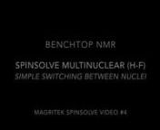 Switching between nuclei is very easy in the Spinsolve spectrometer – just press a button in the software.In this video they show how simple and fast it is to switch between Proton and Fluorine measurements, illustrated with samples of Trifluoroethanol, and Bromofluorobenzene.
