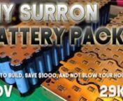 SURRON DIY 80V / 29kW BATTERY PACK BUILD – HOW-TOnn0:00 - Introductionn0:29 - Organization of This Video n1:48 - Pros - Why DIY Build a Sur-Ron Battery Pack? n3:48 - Cons - Why Not DIY Build a Sur-Ron Battery Pack? n8:44 - Nickel Strips vs. Bus Plates n10:52 - Cost Example for DIY 72V Packn14:04 - Brief History Of The Surron Packn19:37 - Why use 21700 cells, if the Surron is not designed for them?n20:55 - Figuring out cell layoutn22:40 - Why you shouldn&#39;t glue cells togethern25:50 - Findin