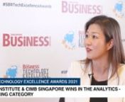 Lee Yen Ang, Sales General Manager, and Teah Wei Bin, Sales Director of SAS Institute together with Merlyn Tsai, Head of Consumer Banking, Digital and Customer Experience Management of CIMB, talk about their winning project, future plans, and thoughts on winning the SBR Technology Excellence Award for the Analytics - Banking category.nnRead more about their winning project: https://sbr.com.sg/co-written-partner/more-news/sas-institute-and-cimb-singapore-receives-award-analytics-%E2%80%93-banking