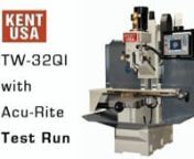 This video shows a sample operation on the Kent USA TW-32Qi Bed Mill equipped with the Acu-Rite 3500i control.nn7.5 HP spindle motornProgrammable spindle rpm controlnSpindle rpm over-ride knob on controln60-6000 RPM without manual gear changesnNST-40 or CAT-40 taper spindle availablenEnhanced flux-vector inverter on spindle drivenMetal hand wheels on X-axis and Y-axisnFull automatic CNC and manual/DRO mode capabilitynSolid boxed ways on column and saddle waysnMetal telescoping way cover on front