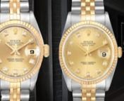 Two Rolex Datejust watches that would make a perfect his and hers pair. Get the look of the classic Rolesor Steel Yellow Gold Datejust with a little sparkle, care of the champagne dial and diamond hour markers. The five-piece Jubilee bracelet gives of a dressier, elegant look.nnCheck out our collection of Rolex watches for men and women at SwissWatchExpo.nnFeatured watch (prices may change):nRolex Datejust 36 Steel Yellow Gold Diamond Mens Watch 16233nhttps://www.swisswatchexpo.com/watche...​n