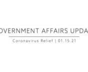 This Government Affairs Update provides a summary of the Federal Coronavirus Relief Package signed into law on December 27th. Information on items in the bill include:nn- Unemployment Assistance (1:30)n- The Paycheck Protection Program, PPP and Economic Injury Disaster Loans, EIDL (2:06)n- Eviction Moratorium &amp; Rental Assistance (3:30)n- Individual Stimulus Payments. Visit “Get My Payment” on IRS.gov to check the status of your payment (4:18)n- Broadband Expansion (5:35)n- Employee Reten