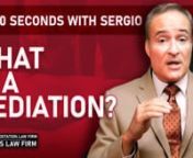 In this video, Florida Attorney, Sergio Cabanas discusses what a mediation is in the State of Florida. He has outlined this topic in a brief 60- second overview to provide you with important information in a concise fashion. nnPara la version en español:n¿Que es una mediacion?nhttps://vimeo.com/612552928nn***Please note that the information in this video is not an adequate substitute for a consultation with an attorney who is knowledgeable in this subject area and could review the specifics of
