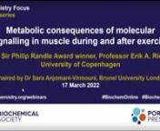 At this webinar we will hear from the 2021 Sir Philip Randle Award winner, Professor Erik A. Richter at the University of Copenhagen, Denmark.nnExercise is a catabolic event and therefore requires mobilization of fuels and oxidation of these fuels in the working muscles. This requires a plethora of molecular signalling in muscles as well as a specific neuro-endocrine stress-response. This includes neuro-endocrine activity that activates lipolysis in adipose tissue and increase hepatic glucose pr
