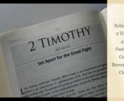 The problem that was prevalent in the church at Ephesus during the time of Timothy&#39;s ministry, is still prevalent today in the modern Church. Paul wanted Timothy to know that preaching the Word is a struggle to get people to accept the truth. There is a present day problem where churches and preachers have moved away from sound or healthy doctrine to other things that people swarm to. They want to tickle the ears of those seeker sensitive people that walk through the doors. We live in stressful
