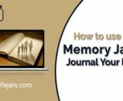 This short video takes you through how to capture memories to journal about your life.n.nFrom the dashboard, click on the life journal image, or go to the menu tab called Jars.nThere are 5 Memory Jars to store memories in, which gives your life journal structure.nThe Jars can be thought of as 5 chapters of a book: Childhood, Teenager, Young Adult up to 30 years old, Adult, and Later Life from 65.nMake sure that you fill in your date of birth, by editing your Profile, and the correct number of ja
