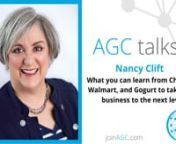 Watch as Nancy Clift shares What you can learn from Cheerios, Walmart, and Go-Gurt to take your business to the next level a motivational talk with AGC Minneapolis September 2021.nnNancy CliftnnWhat you can learn from Cheerios, Walmart, and Gogurt to take your business to the next levelnnWorking in marketing research for 30 years for Fortune 500 companies taught me a lot about how to listen to customers in order to develop, communicate, and deliver to the people I want to reach. I will share som
