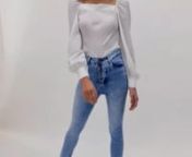 Ref. 301 blusa bufante JennynREF. J55 calça jeans skinny botões