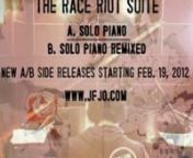 Starting on February 19, 2012 Jacob Fred Jazz Odyssey will begin releasing a special series of A &amp; B sides.These lo-fi unmastered tracks capture a raw, distilled, and reconstructed version of The Race Riot Suite material. nnThe A Side will be a short &amp; condensed solo piano version of a song from The Race Riot Suite as interpreted by Brian Haas. The B Side will have a remixed version of the A Side as produced by The Race Riot Suite producer, Costa Stasinopoulos.nnThis video previews the