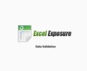 www.ExcelExposure.comnnThis Excel video lesson walks you through how to set up Data Validation rules.The main purpose of Data Validation is to set up rules so that only certain types of information can be entered into cells (which helps to reduce manual entry error).nnMake sure to download the most recent Master Workbook to follow along.