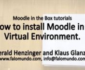 Moodle local. Perfect for Moodle developers. Especially when the bandwith is not stable.Designing and testing a Moodle course can be done without entering the internet. If you want the Virtual Box with Moodle online, you can do that easily.nnThere are some solutions for that, like the Poodle(Portable Moodle), which provides a moodle environment on a USB Stick. nnWe want to use Open Source and Free Software to do so.nIn this series of six tutorial videos, you will learn to install the Moodle Plat