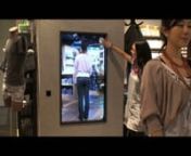 Place : DIESEL GINZA Store (Japan)nInteractive Mirror achieved to become the role as a communication tool between the sales staffs and the customer. It has some functions like recording full-high-vision photos of the customer who try some clothes on from any angles even back shot, also various real-time effects that entertain to customers, without any operation it plays advertising movies and broadcasting runway videos. It displays maximum 6 of recorded photos on the screen at once. Customer can