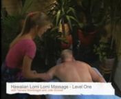 Hawaiian Lomi Lomi Massage - Level Onenwith Tamara Mondragon and Julie StowellnnWelcome to the ancient healing massage of Hawaii . . . “Lomi Lomi” means to break up into small pieces, and one of the intentions of this technique is to find congested areas of the body and disperse them through rhythmic movements. This is the dance of massage, and it is as enjoyable for the person giving it as it is for the person receiving it.nnThis video teaches you the basic techniques of the art of Lomi Lom