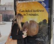 McCain wanted to recreate the in-home experience of their new product direct to the consumers on the streets by bringing them to life through their special outdoor campaign.nn3D jacket potatoes appeared at bus shelters across the UK, and are set to heat up the nation and set taste buds tingling during this cold snap. When consumers press a button on the poster, a hidden heating element gently warms the potato and releases the mouth-watering aroma of a slow oven-baked jacket potato throughout the