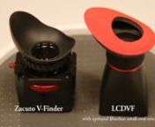 This video is part of my full review of the newly released LCDVF Loupe-style viewfinder for hybrid digital SLR&#39;s. nnReview link:nhttp://www.cameratown.com/reviews/lcdvf/nnAdditional information:nThe LCDVF offers 200% magnification and a price tag of &#36;181 with shipping (&#36;159 + &#36;22). This price is double that of the Hoodman Loupe and half that of the Zacuto Z-Finder V2.nnThe LCDVF includes two metal frames (one is a spare) that mounts to the 3.0