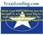 TexasLending.com has won awards and recognition for its stellar customer service, and now the company is taking it even further with the Customer Edge program. Since the initial announcement, TexasLending.com has been fielding questions from customers about the new program. Here are a few of the most common inquiries TexasLending.com receives about this exciting new opportunity.nQ: How do I qualify for the home rebate?nnA: The first step is to register for the TexasLending.com Customer Edge prog