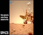 See new footage of China&#39;s Zhurong rover moving on the Martian surface. It was captured by a camera the rover deployed on Mars. Also, listen to audio the rover recorded during it deployment onto the surface and descent footage!&#60;br/&#62;&#60;br/&#62;Credit: Space.com &#124; footage courtesy: China Central Television / CNSA &#124; produced &amp; edited by Steve Spaleta