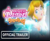 Watch the Princess Peach: Showtime! launch trailer, out now on Nintendo Switch. &#60;br/&#62;&#60;br/&#62;It&#39;s time to step into the spotlight! A mysterious, masked villain has taken over Sparkle Theater and it’s up to Princess Peach to save the play - and the day! Take centre stage with a wardrobe of showstopping transformations in this side-scrolling action-adventure game.