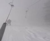 These people were enjoying their winter sports at a ski resort in Brasov when they were caught in a severe snowstorm. The snow storm lasted for about ten minutes and the blizzard painted the landscape white.