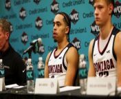 Mark Few, Ryan Nembhard, Nolan Hickman and Ben Gregg met with the media after Gonzaga&#39;s 89-77 victory over San Francisco on Monday, March 11, 2024.