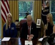 President Donald Trump made a very long distance phone call to the International Space Station, to congratulate its commander on breaking the record for the most time spent in space of any American astronaut.