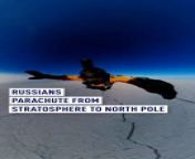 Russian daredevils shatter world records with a breathtaking parachute jump from the stratosphere to the North Pole!Watch as they conquer extreme conditions in this epic feat of human achievement #ParachuteJump #RecordBreakers