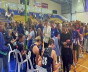Bendigo Strikers fans line up for autographs after the VNL game from fire strikers
