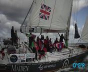 Emotions ran high at the Cowes Yacht Haven pontoon as Maiden UK (03) made a triumphant return in strong winds and choppy waters. &#60;br/&#62;&#60;br/&#62;The former Whitbread Yacht crossed the Royal Yacht Squadron finish line at 10:52 UTC, 16th April after 41 days at sea.&#60;br/&#62;&#60;br/&#62;Skipper Heather Thomas and her all-female crew are in with a chance to take the overall handicap IRC title - then declared the winner of the OGR!&#60;br/&#62;&#60;br/&#62;The McIntyre Ocean Globe Race is celebrating the 50th anniversary of the iconic Whitbread Race the best way possible, by sailing around the world like it’s 1973.&#60;br/&#62;&#60;br/&#62; @robhavill &#60;br/&#62;