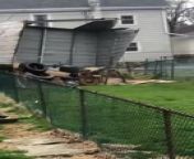An entire shed was blown away due to strong winds in Pennsylvania, USA. The shed went up in the air and was blown away over the fence and across the alley.&#60;br/&#62;&#60;br/&#62;The underlying music rights are not available for license. For use of the video with the track(s) contained therein, please contact the music publisher(s) or relevant rightsholder(s).