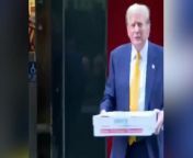 Donald Trump handed out pizza to firefighters in New York as the UCLA riots plagued the city.Source: Fox News