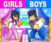 GIRLS vs BOYS Sleepover in Minecraft! from gameplay de parkour no minecraft