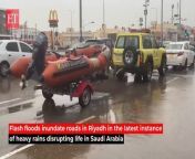 Flash floods inundate roads in Riyadh in the latest instance of heavy rains disrupting life in Saudi Arabia. Saudi Arabian authorities shuttered schools in several regions following flash floods in the desert Gulf. The National Meteorological Centre issued red alerts for Qassim and other areas, the capital Riyadh and Medina province bordering the Red Sea.