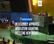 UN assembly approves resolution granting Palestine new rights and reviving its membership bid.